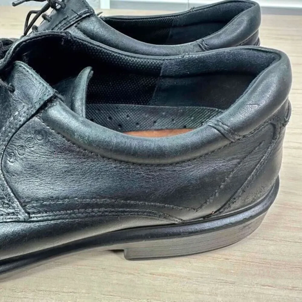 ECCO Shoes Mens EU 44/US 10 Black Leather Lace Up Captoe Oxford Dress‎ Comfort